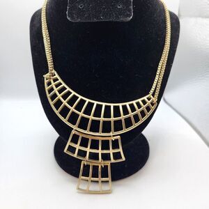 Bohemian Art Deco Statement Bib Necklace 22in